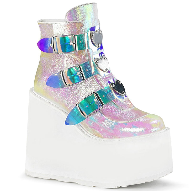 Demonia SWING-105 Ankle Boot (Pearl Iridescent Vegan Leather)