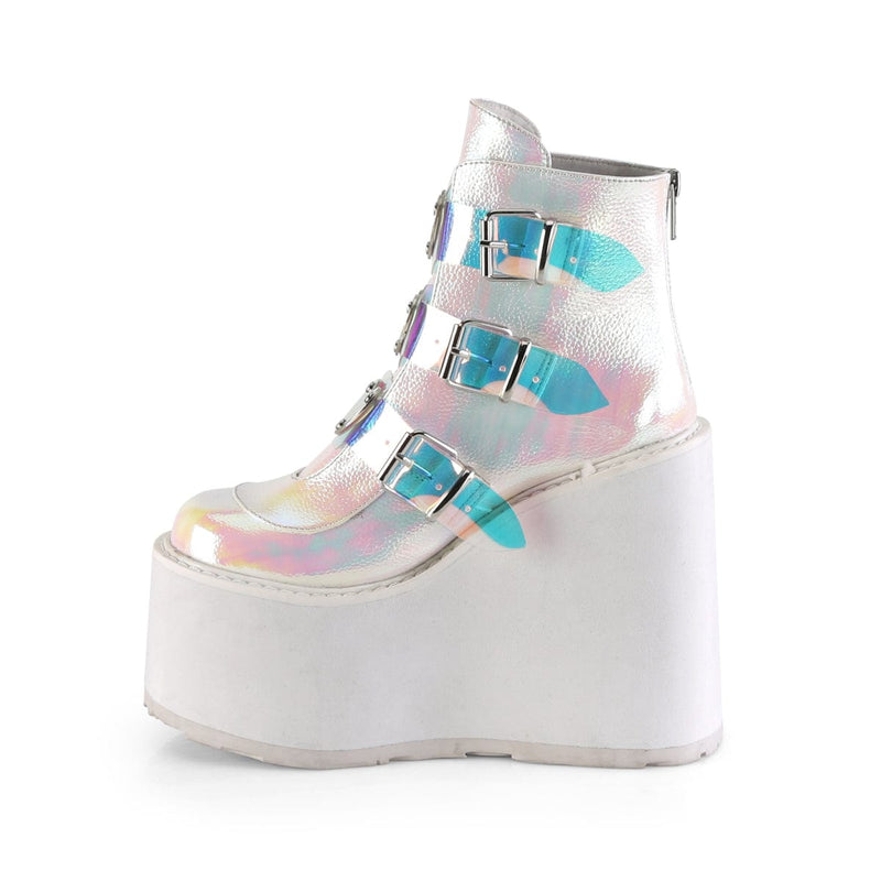 Demonia SWING-105 Ankle Boot (Pearl Iridescent Vegan Leather)