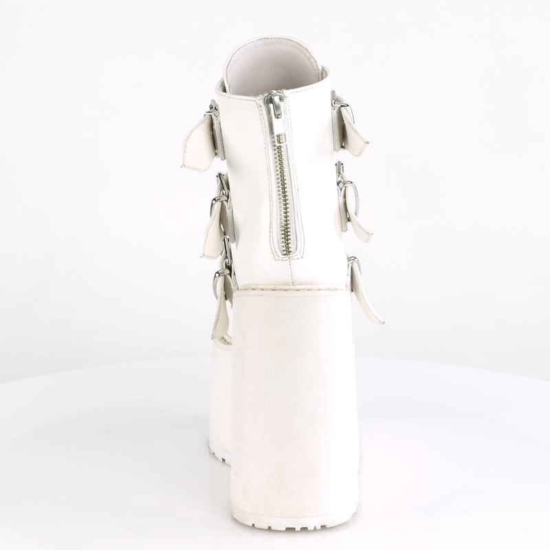 Demonia SWING-105 Ankle Boot (White Vegan Leather)