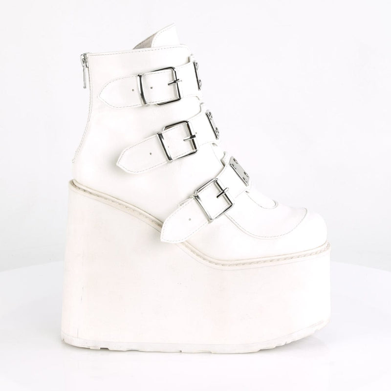 Demonia SWING-105 Ankle Boot (White Vegan Leather)
