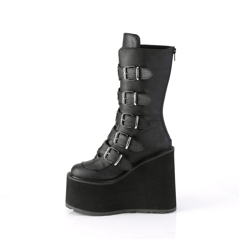 Demonia SWING-230 Mid-Calf Boot (Black Vegan Leather)