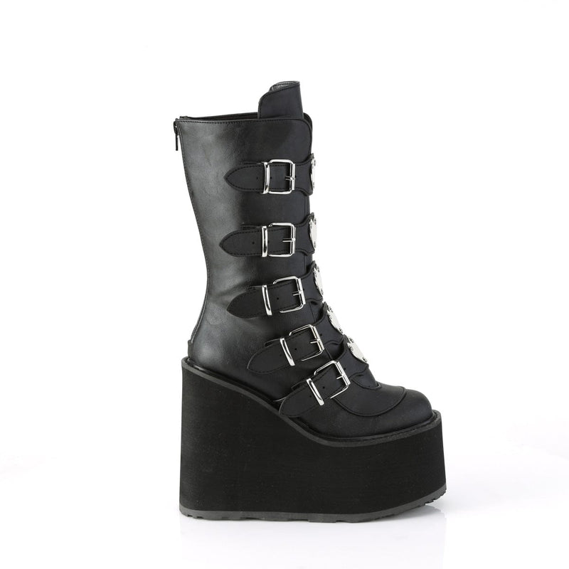 Demonia SWING-230 Mid-Calf Boot (Black Vegan Leather)