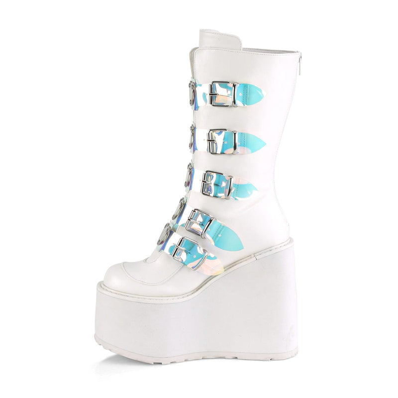 Demonia SWING-230 Mid-Calf Boot (White Vegan Leather)