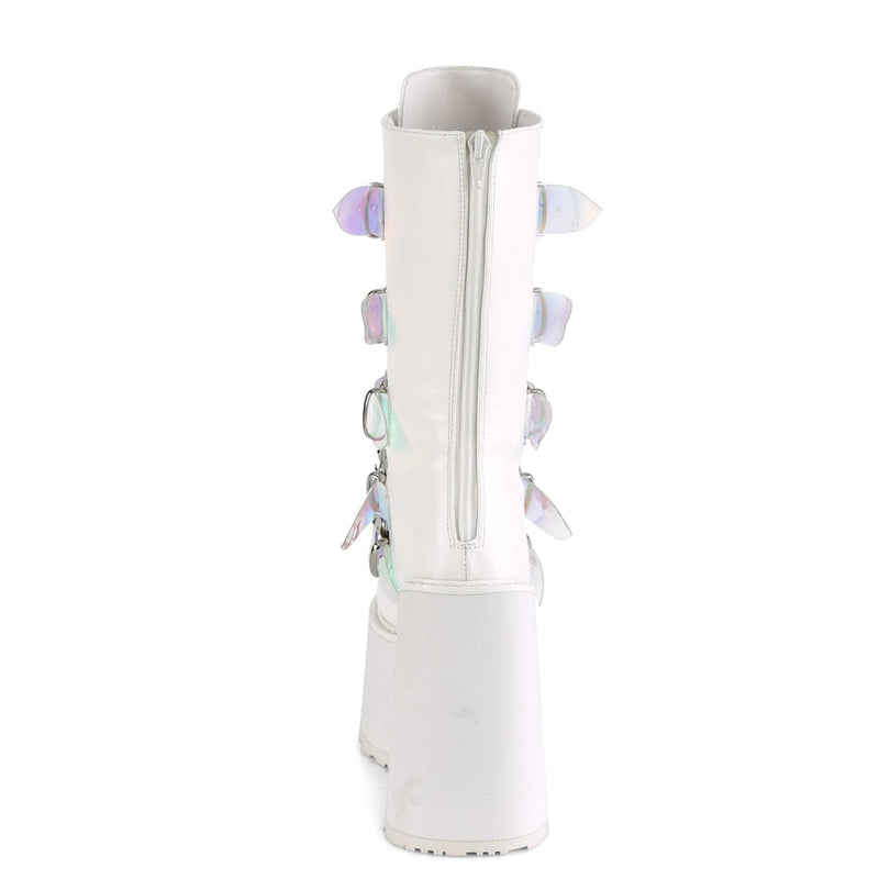 Demonia SWING-230 Mid-Calf Boot (White Vegan Leather)