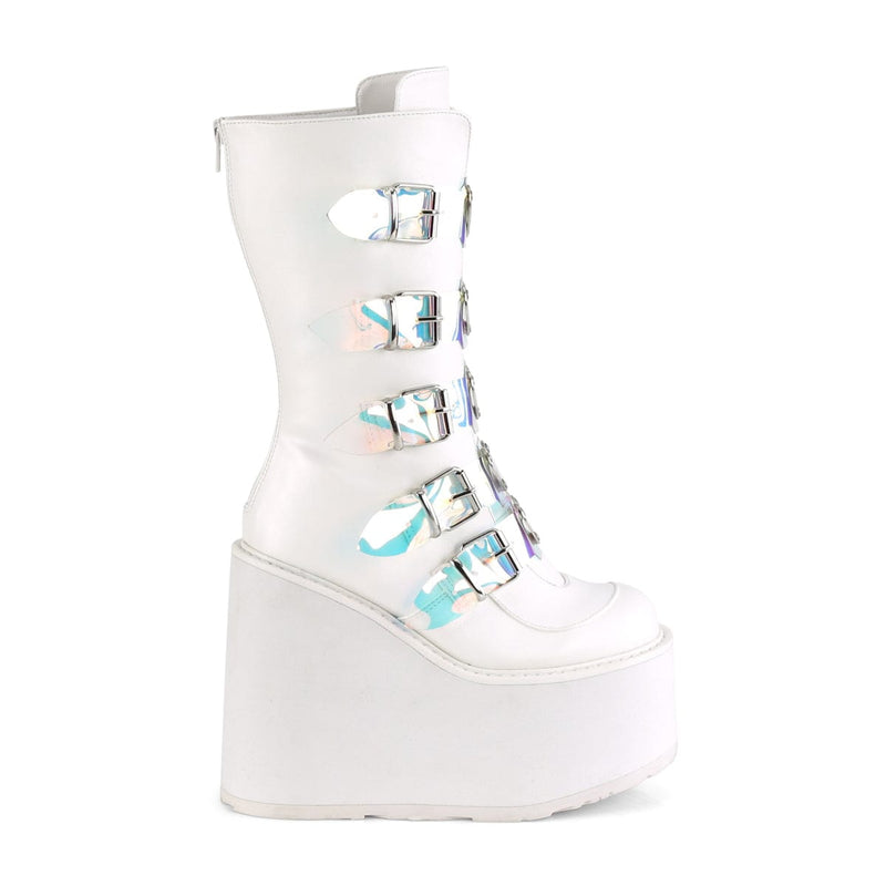 Demonia SWING-230 Mid-Calf Boot (White Vegan Leather)
