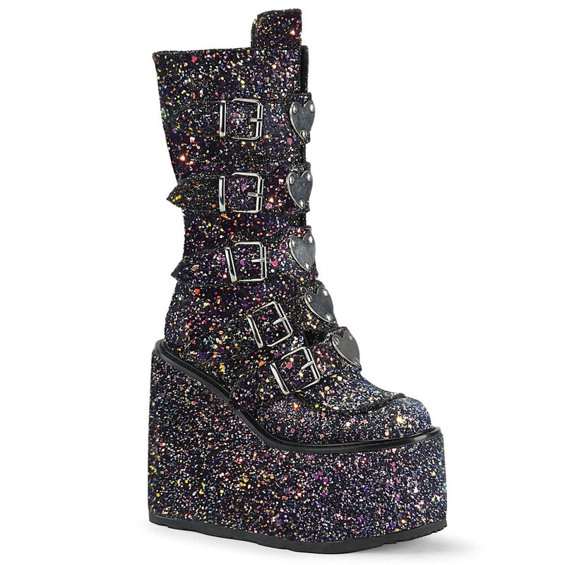 Demonia SWING-230G Mid-Calf Boot (Black Multi Glitter)