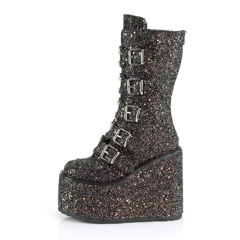 Demonia SWING-230G Mid-Calf Boot (Black Multi Glitter)