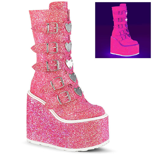Demonia SWING-230G Mid-Calf Boot (Pink Glitter)