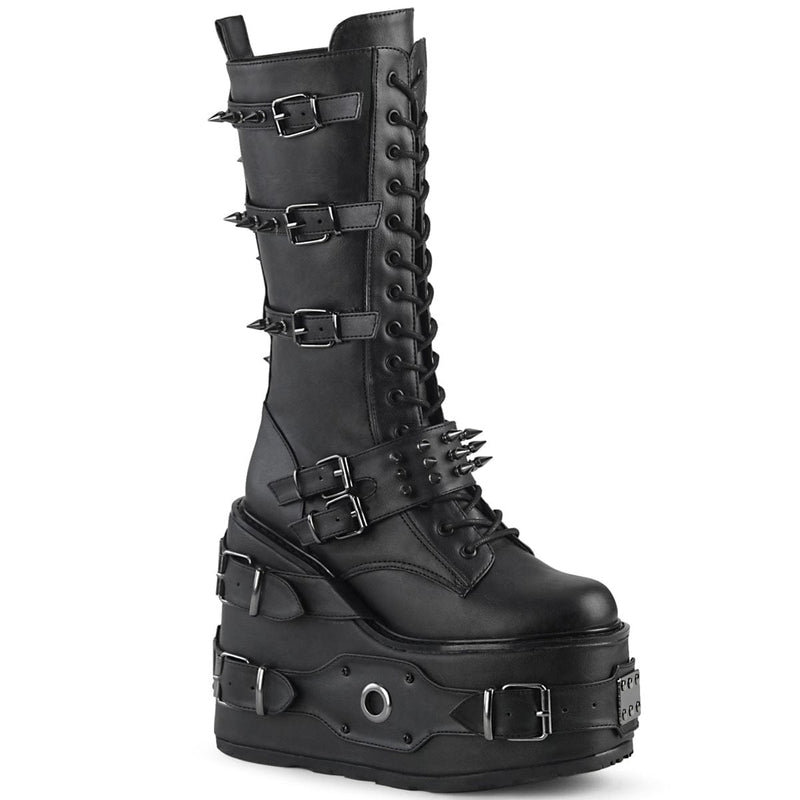 Demonia SWING-327 Mid-Calf Boot (Black Vegan Leather)