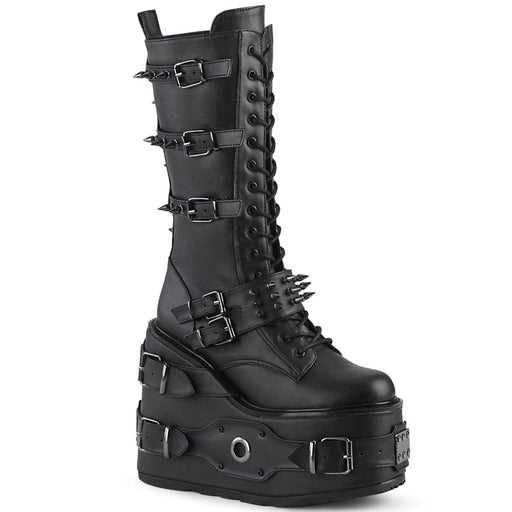 Demonia SWING-327 Mid-Calf Boot (Black Vegan Leather)