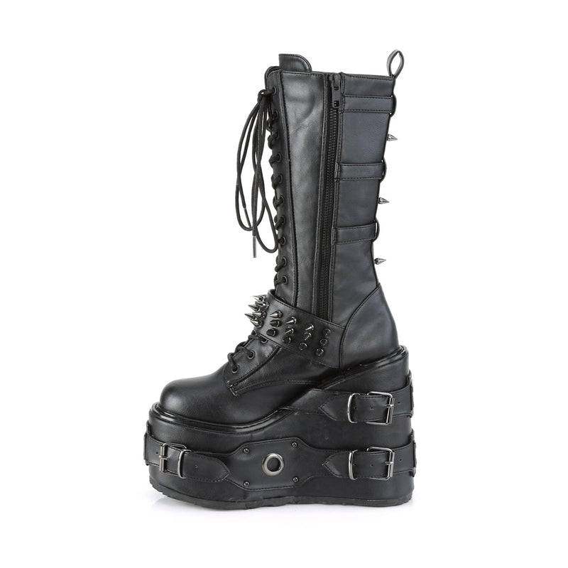 Demonia SWING-327 Mid-Calf Boot (Black Vegan Leather)