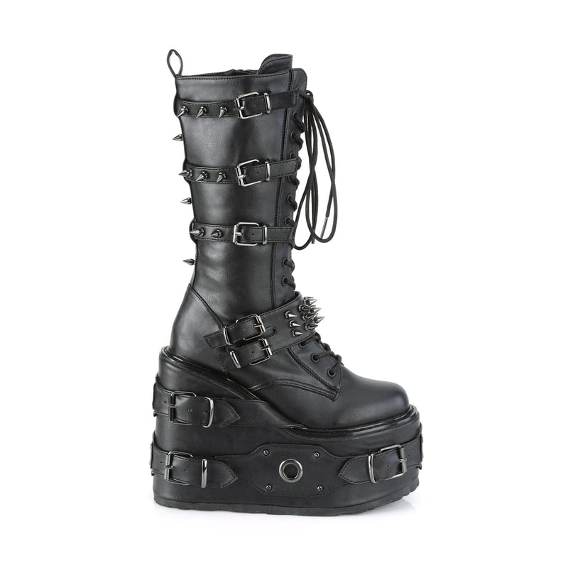 Demonia SWING-327 Mid-Calf Boot (Black Vegan Leather)