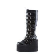 Demonia SWING-815 Knee High Boot (Black Vegan Leather)