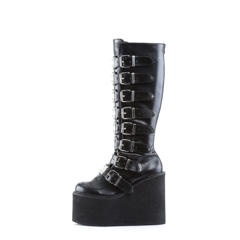 Demonia SWING-815 Knee High Boot (Black Vegan Leather)