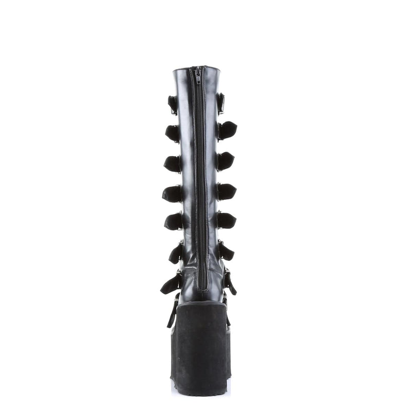 Demonia SWING-815 Knee High Boot (Black Vegan Leather)