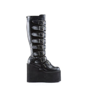Demonia SWING-815 Knee High Boot (Black Vegan Leather)