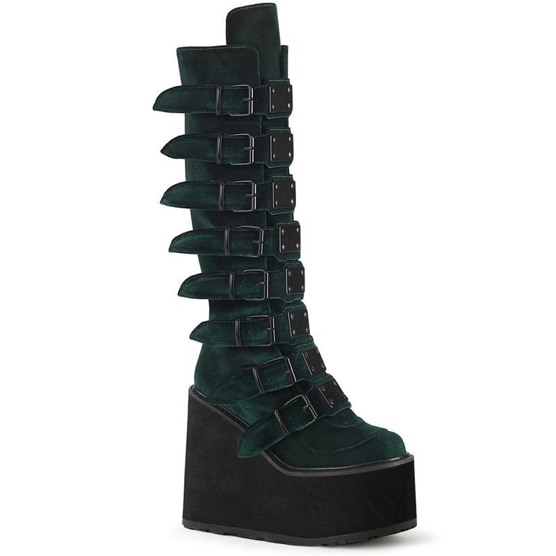 Demonia SWING-815 Knee High Boot (Emerald Velvet) 6