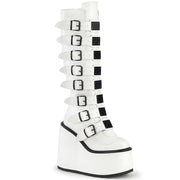 Demonia SWING-815 Knee High Boot (White Vegan Leather) 6
