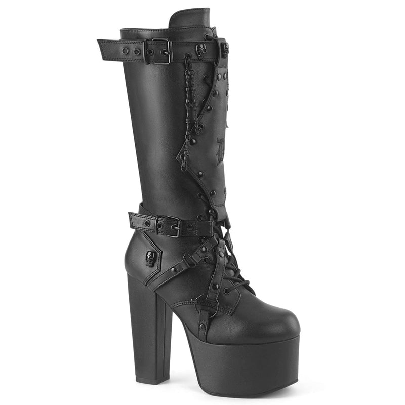 Demonia TORMENT-218 Knee High Boot (Black Vegan Leather) 6