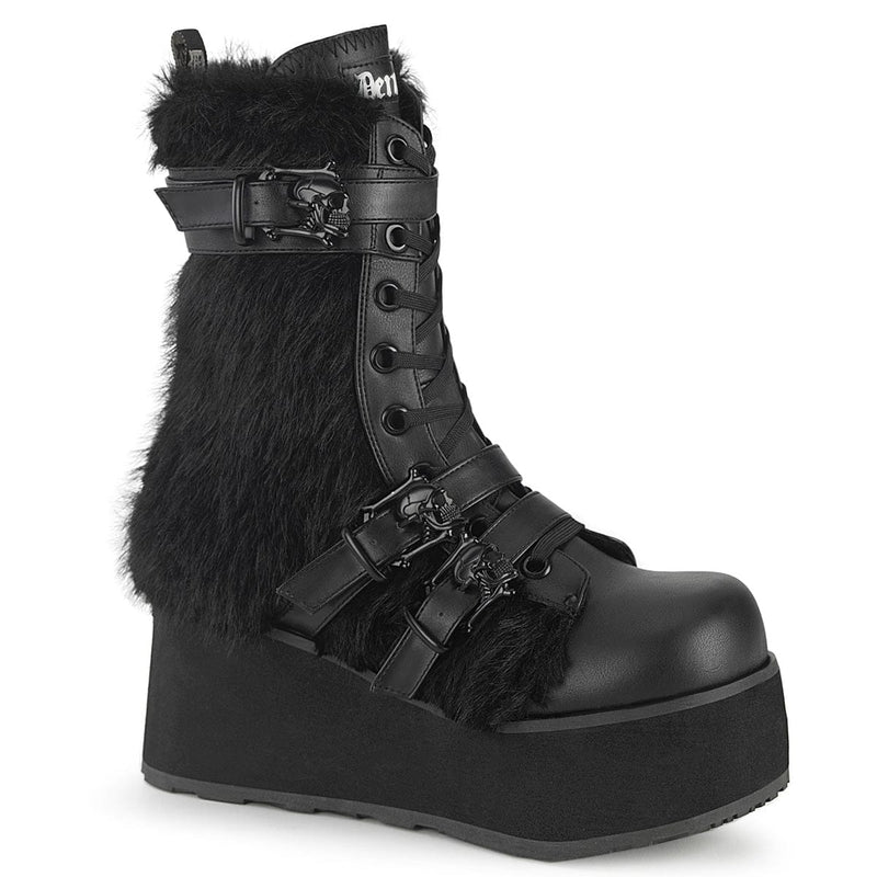 Demonia TRASHVILLE-218 Mid-Calf Boot (Black Vegan Leather-Faux Fur) 4