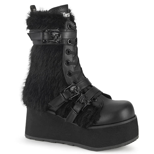Demonia TRASHVILLE-218 Mid-Calf Boot (Black Vegan Leather-Faux Fur) 4
