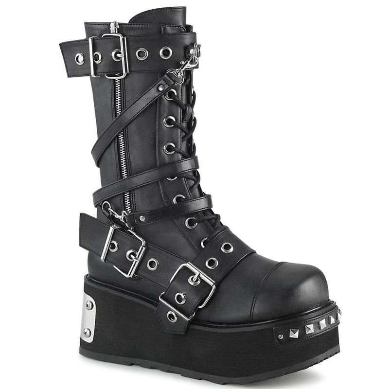 Demonia TRASHVILLE-250 Mid-Calf Boot (Black Vegan Leather) 4