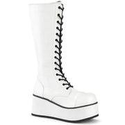 Demonia TRASHVILLE-502 Knee High Boot (White Vegan Leather) 4