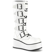 Demonia TRASHVILLE-518 Knee High Boot (White Vegan Leather) 4