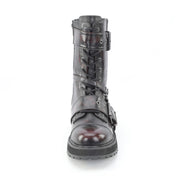 Demonia VALOR-220 Black-Burgundy Rub-Off Vegan Leather Mid-Calf Boot