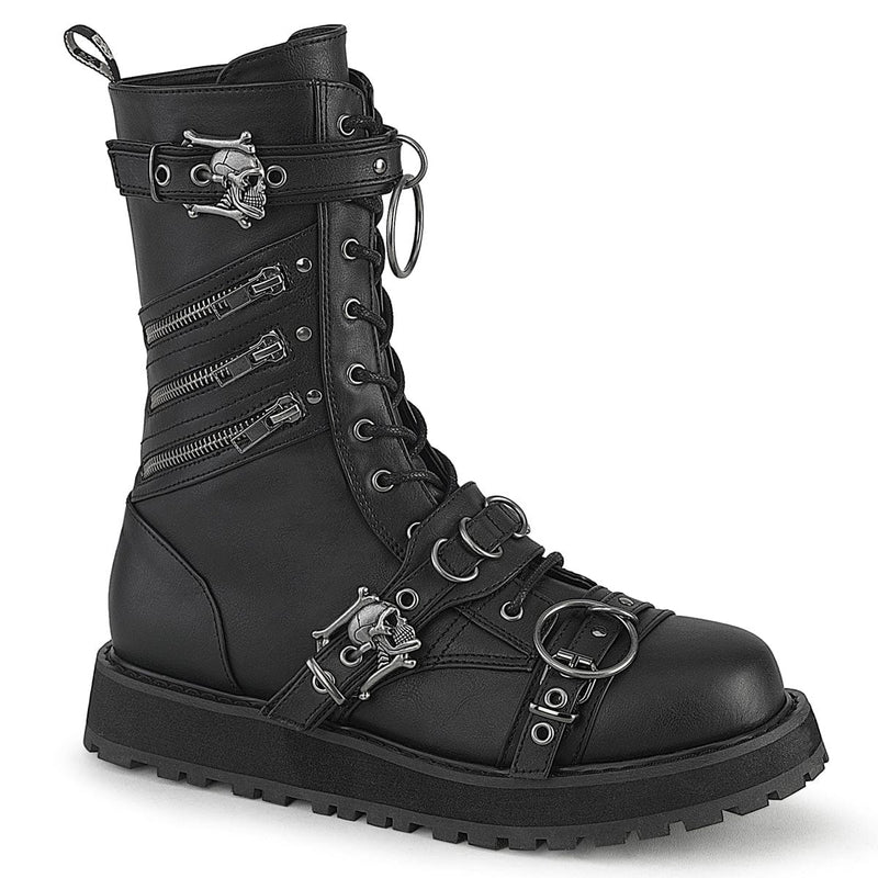 Demonia VALOR-240 Mid-Calf Boot (Black Vegan Leather)