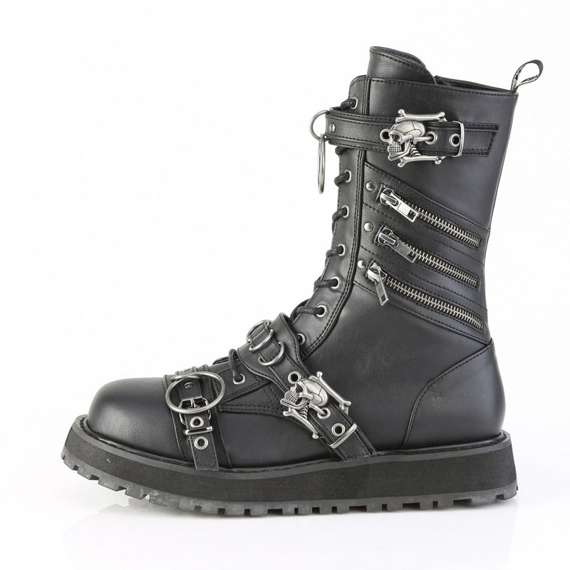 Demonia VALOR-240 Mid-Calf Boot (Black Vegan Leather)