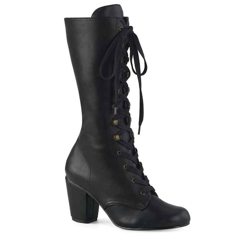 Demonia VIVIKA-205 Mid-Calf Boot (Black Vegan Leather)