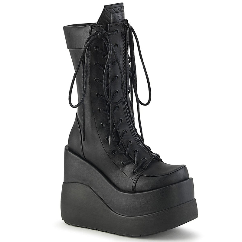 Demonia VOID-118 Mid-Calf Boot (Black Vegan Leather-Patent) 6
