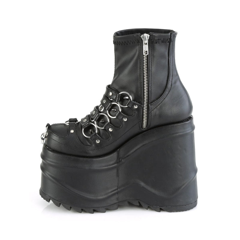 Demonia WAVE-110 Ankle Boot (Black Stretch Vegan Leather)