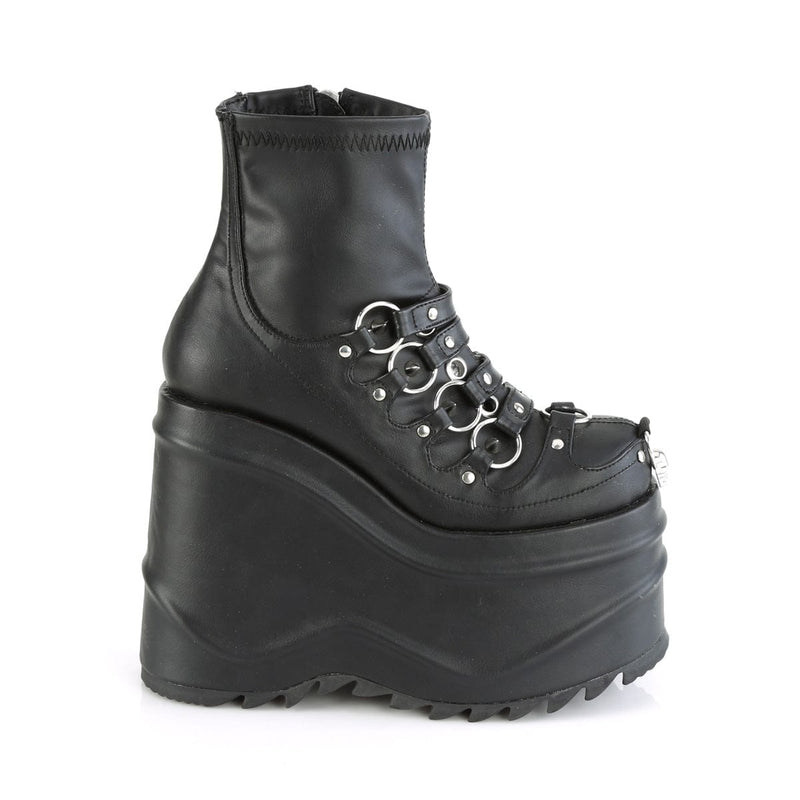 Demonia WAVE-110 Ankle Boot (Black Stretch Vegan Leather)