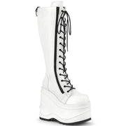 Demonia WAVE-200 Knee High Boot (White Vegan Leather)