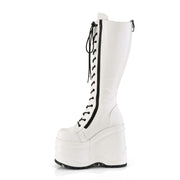 Demonia WAVE-200 Knee High Boot (White Vegan Leather)