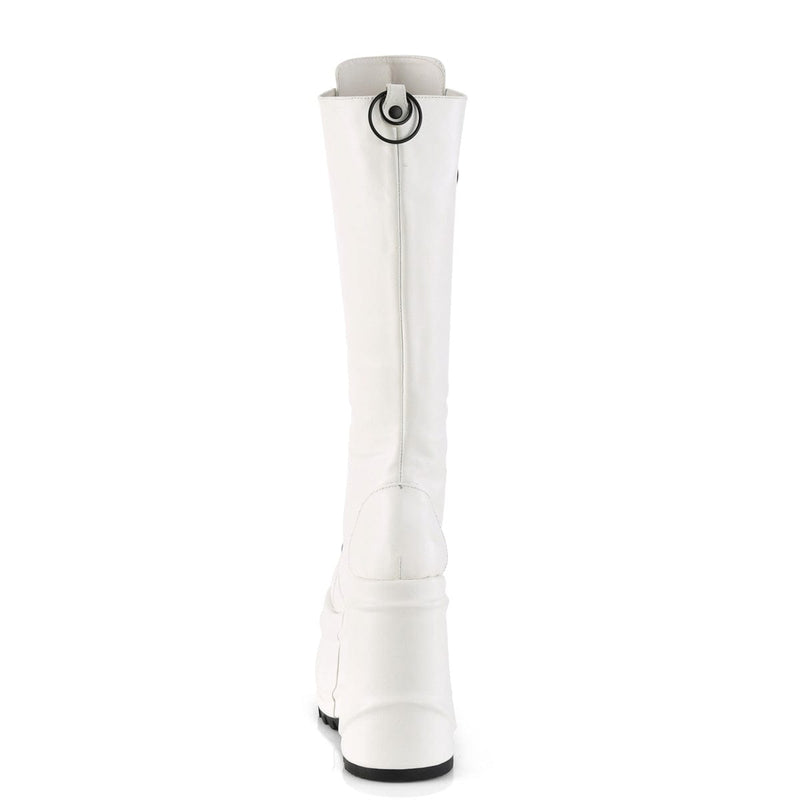 Demonia WAVE-200 Knee High Boot (White Vegan Leather)