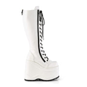 Demonia WAVE-200 Knee High Boot (White Vegan Leather)