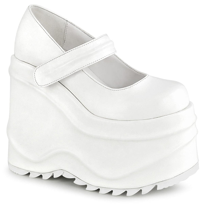 Demonia WAVE-32 Mary Jane (White Vegan Leather) 6