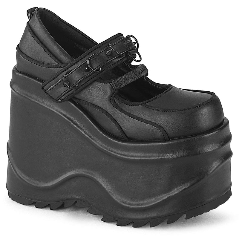 Demonia WAVE-48 Mary Jane (Black Vegan Leather) 6