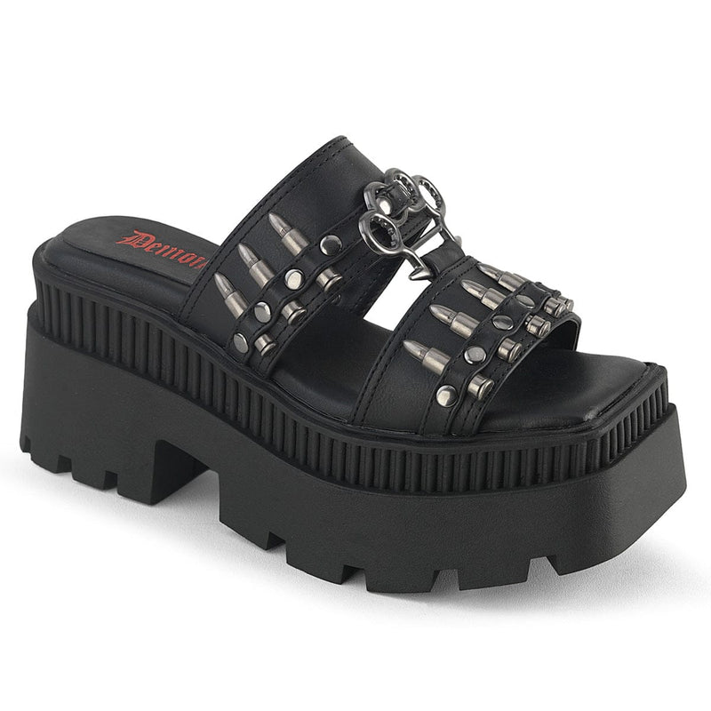 Demonia WRATH-08 Slide (Black Vegan Leather)