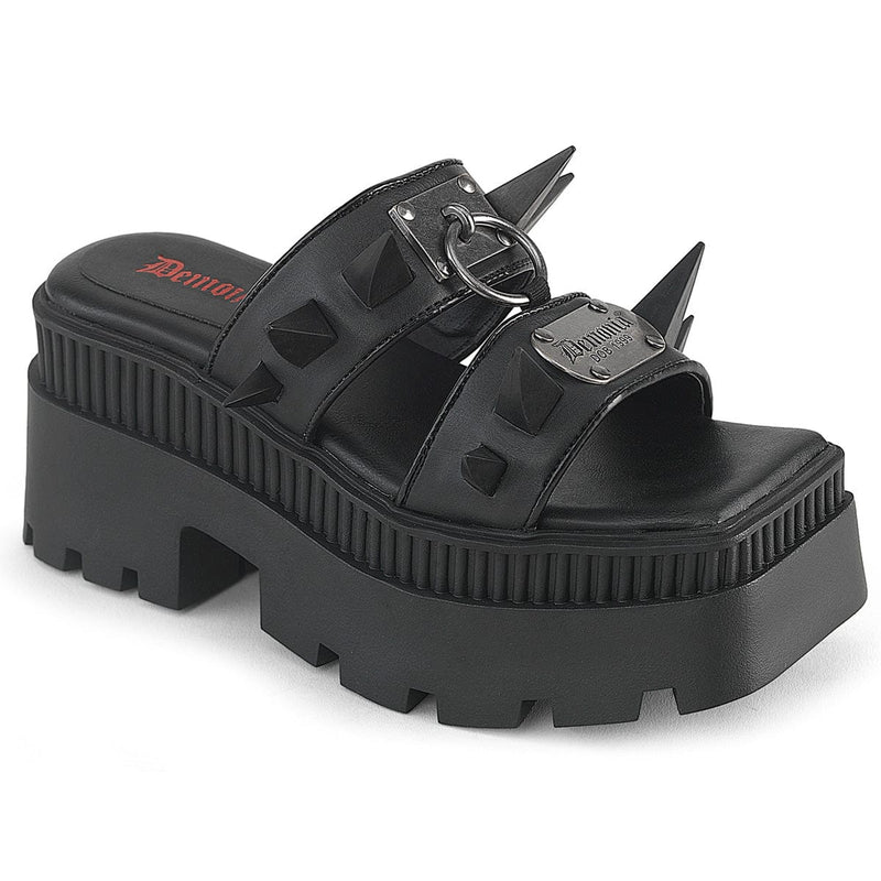 Demonia WRATH-13 Slide (Black Vegan Leather)
