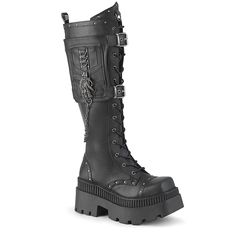 Demonia WRATH-205 Knee High Boot (Black Vegan Leather)