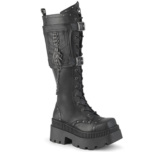 Demonia WRATH-205 Knee High Boot (Black Vegan Leather)