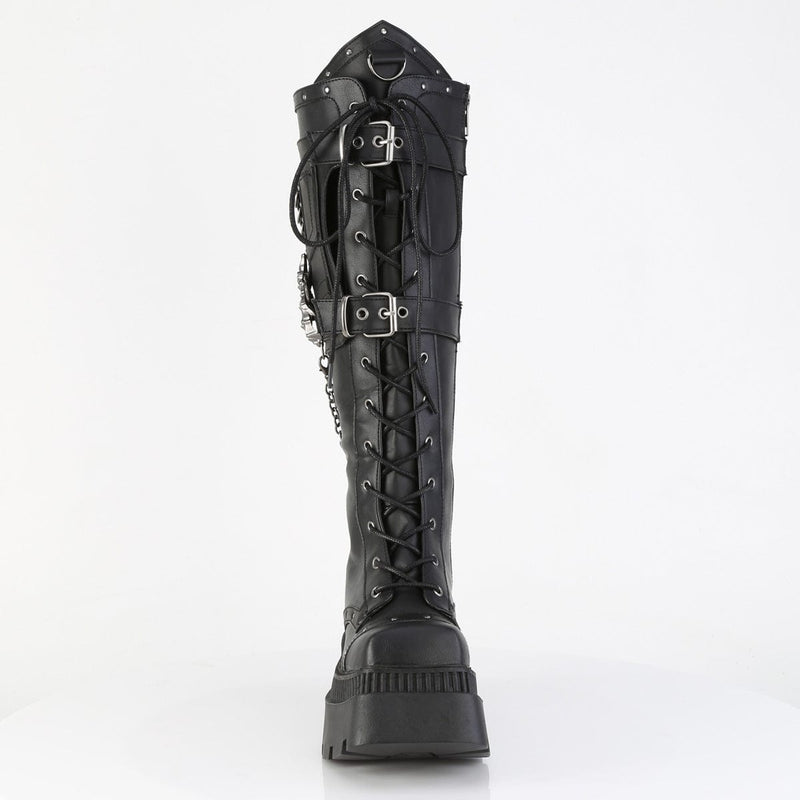Demonia WRATH-205 Knee High Boot (Black Vegan Leather)