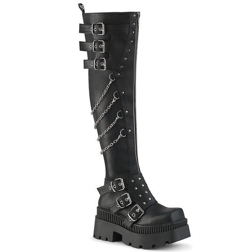 Demonia WRATH-310 Thigh High Boot (Black Vegan Leather)