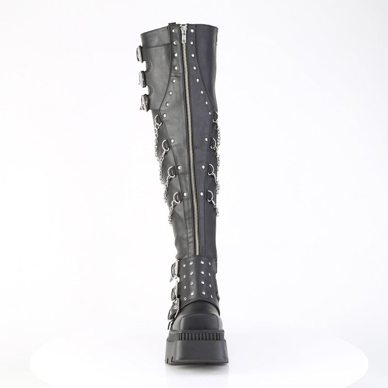 Demonia WRATH-310 Thigh High Boot (Black Vegan Leather)
