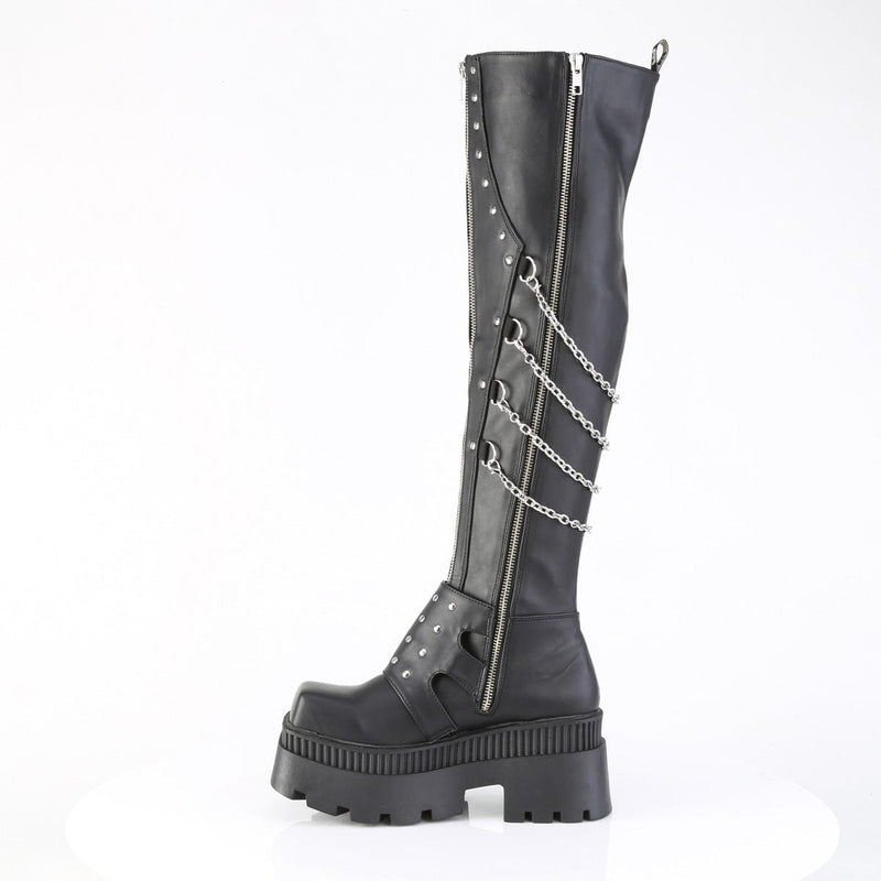 Demonia WRATH-310 Thigh High Boot (Black Vegan Leather)