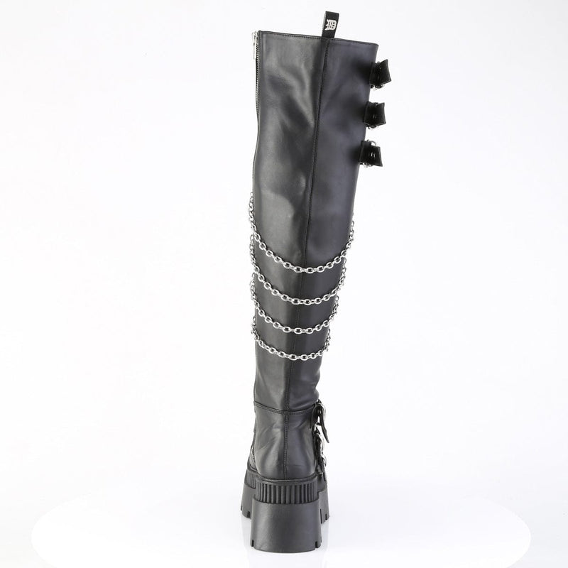 Demonia WRATH-310 Thigh High Boot (Black Vegan Leather)